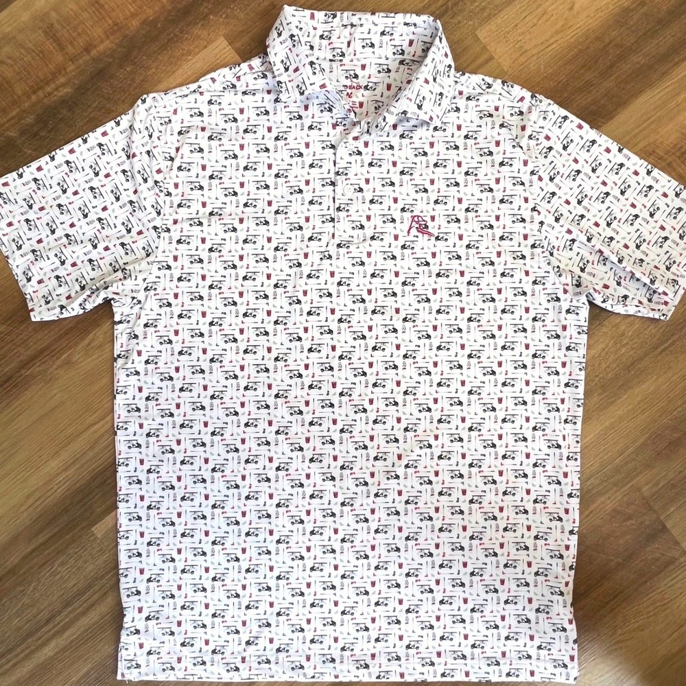 Rhoback Bev Cart All Over Print Performance Golf Polo Shirt Mens M